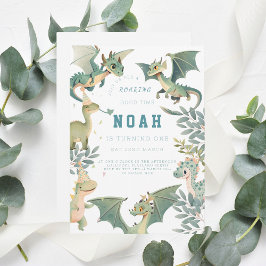 Dragão e Dino Primeiro Convite de Aniversário