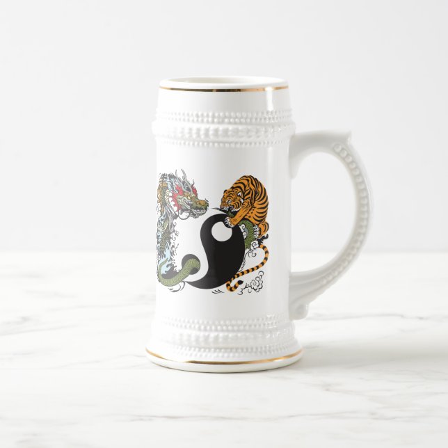 dragão e tigre símbolo yin yang caneca de cerveja  (Direita)