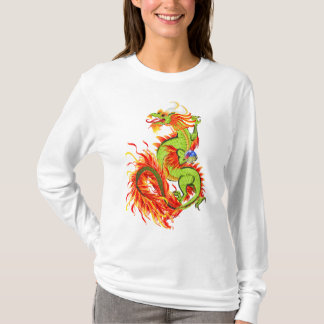 Dragão flamejante com camisas do símbolo