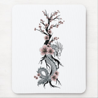 Dragão floral japonês Mousepad