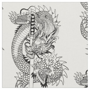Dragão japonês com tecido de espada katana