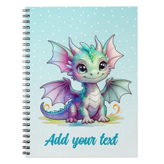 Dragão Mágico Azul Céu – Caderno Personalizado (Frente)