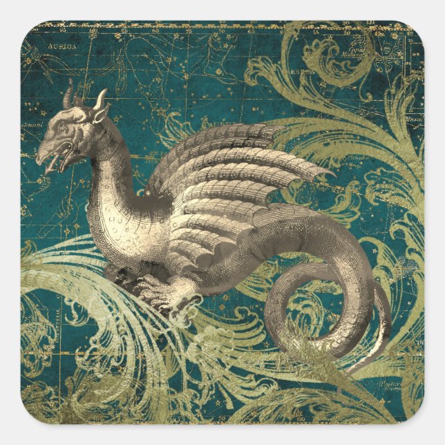 Dragão Místico e Adesivo de Mapa de Estrelas (Frente)