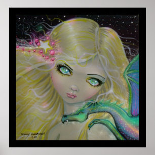 Dragão no meu Ombro Fantasy Dragão Fada Poster