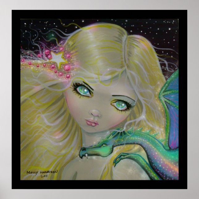 Dragão no meu Ombro Fantasy Dragão Fada Poster (Frente)