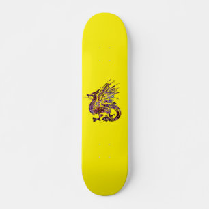 Dragão no skate roxo e Dourado