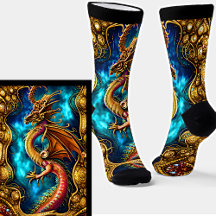Dragão Ouro Steampunk e Céu Azul em Preto