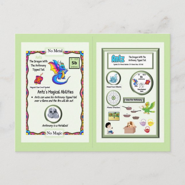 Dragão Periódico de Mesa - Cartão Antimonial (Frente)
