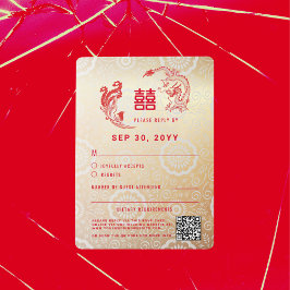 Dragão Phoenix Double Xi Chinês - Cartão RSVP de C