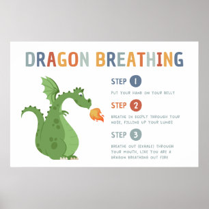 Dragão Respirando Calma na sala de aula Poster