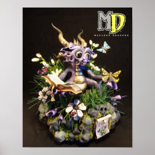 Dragão roxo 11" da borboleta da DM" mini poster
