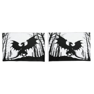 Dragão Silhueta Negro em Branco - Fantasia
