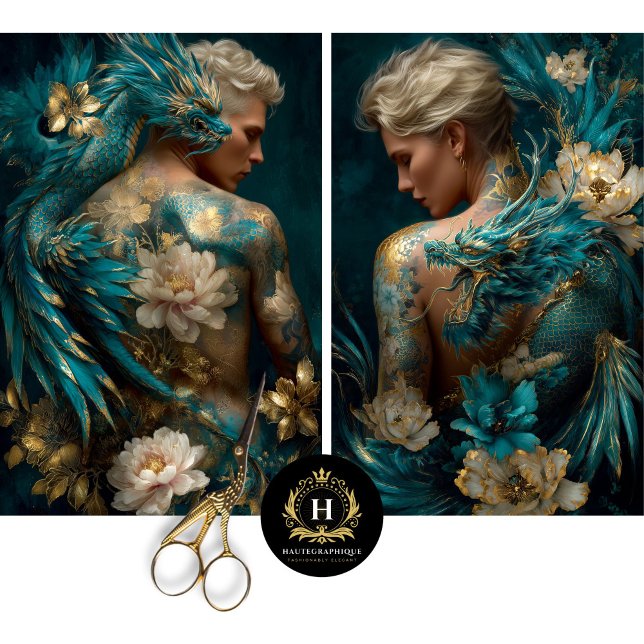 Dragão Tatuado Duo Fantasy Desfaz Papel Tecido (Criador carregado)