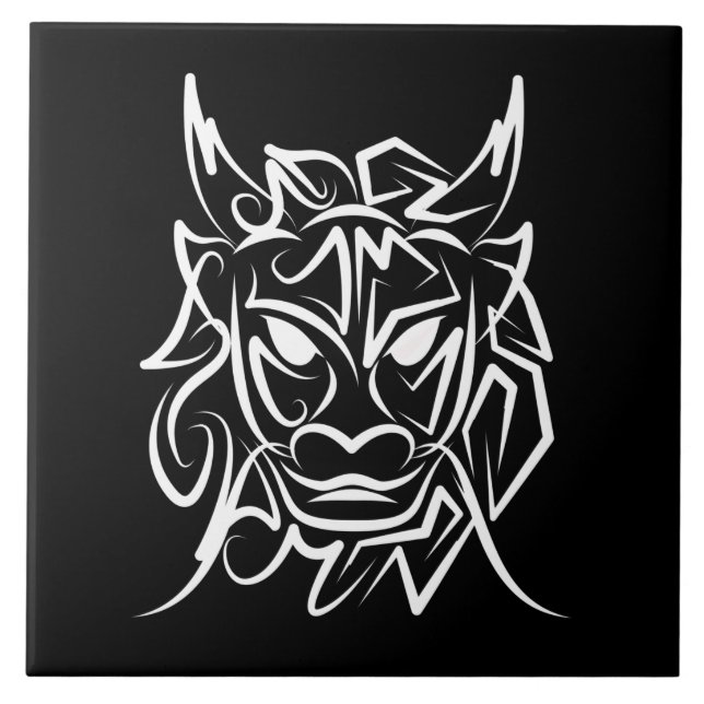 Dragão Tribal Negro e Branco (Frente)