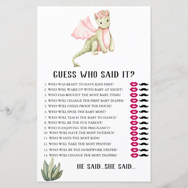 Dragão Verde De Aquarela Que Disse Jogo De Bebê (Frente)