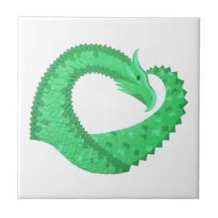Dragão verde no branco
