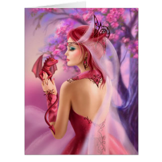 Dragão Vermelho com Cartão de Saudação Grande