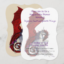 Dragão Vermelho de Convite ao Chá de fraldas Unico