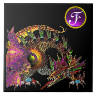 DRAGO,DRAGÃO FANTASY,MONOGRAMA GEMSTONE PURPER