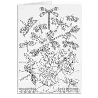 Dragões e Cartão de Coloração de Lírios