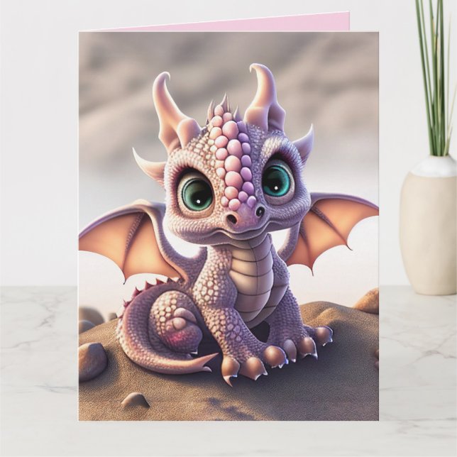 DRAGON BABY BIRTHDAY PINK - Cartão de saudação (Frente)