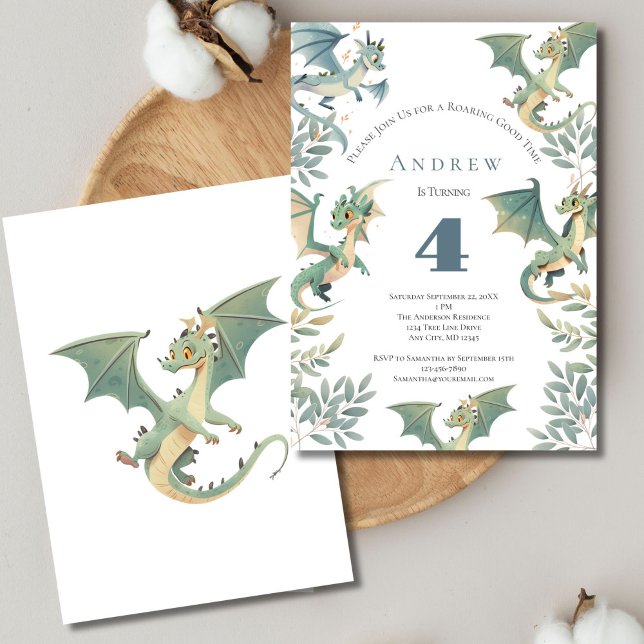 Dragon Boys 3º 4º Convite de aniversário (Dragon Boys Birthday Invitation. 1st, 2nd 3rd, 4th 5th birthday)