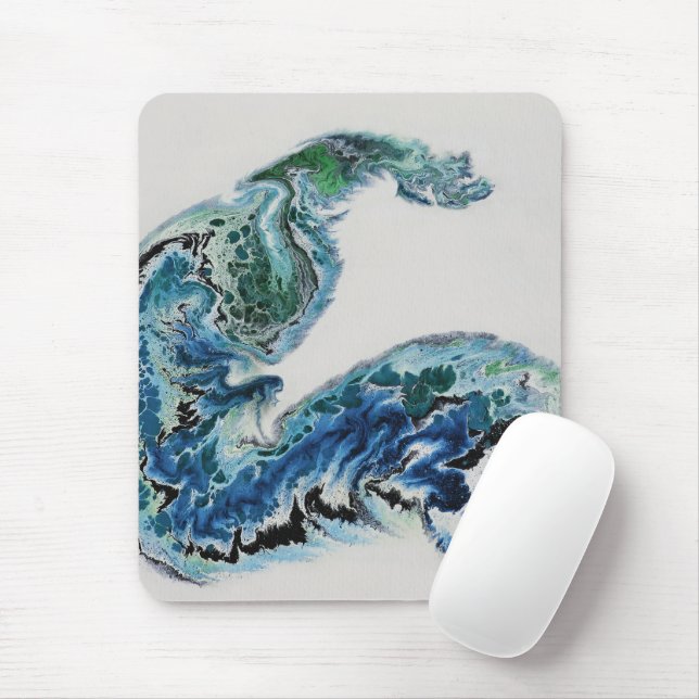 Dragon in the Waves – Abstract Ocean  Mouse Pad (Com mouse)