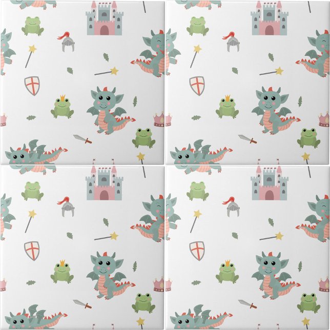 Dragon Knights Fairytale Medieval Castle Nursery (Dragons Knights Fairytale Medieval Castle Nursery Ceramic Tile)