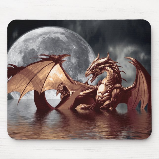 Dragon & Moon Fantasy Art Mousepad (Frente)