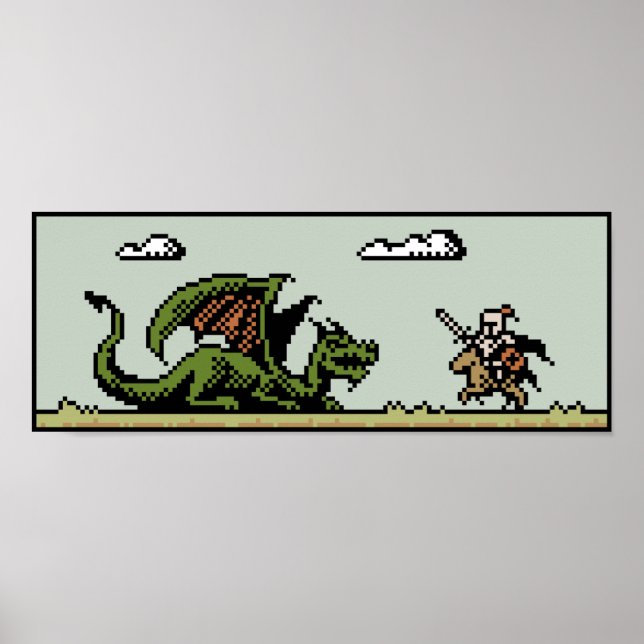 Dragon Slayer 8-bit Pixel Art Poster (Frente)