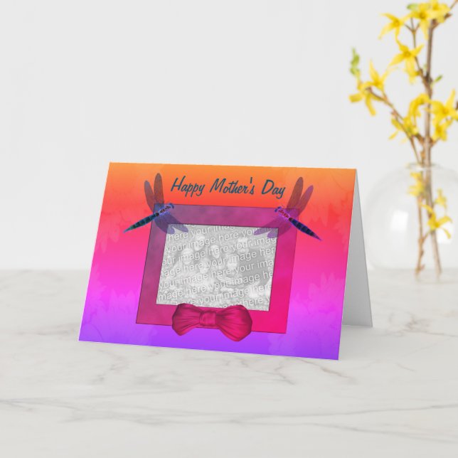 Dragonflies Cartão de Dia de as mães de Fotografia (Flor Amarela)