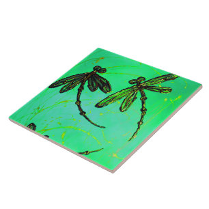Dragonflies Grelha Verde Grelha Turquesa