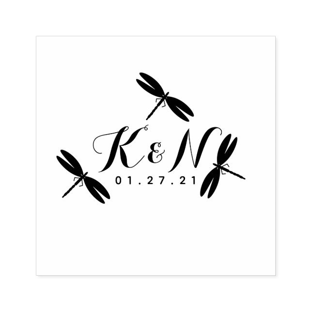 Dragonflies Logotipo Inicial Carimbo De Borracha D (Impressão)