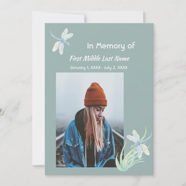 Dragonfly Aquarela De Cartão De Memória Memorial M (Frente)