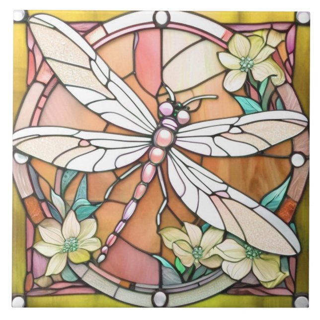 Dragonfly Art Nouveau Deco Vidro Estampado (Frente)