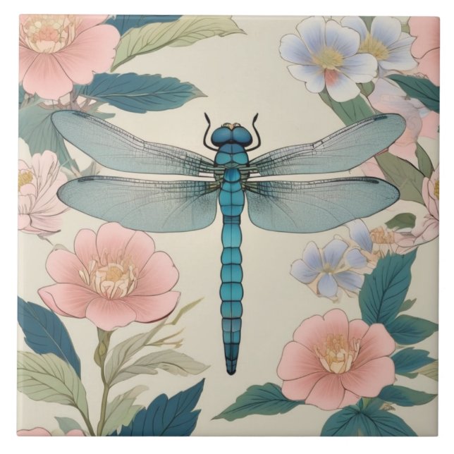 Dragonfly Art Pastel Green & Pink Floral (Frente)