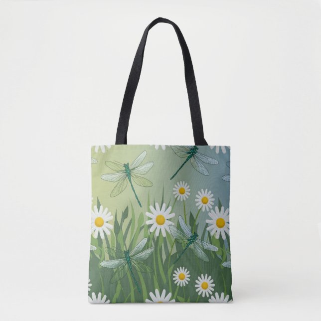 Dragonfly Daisies Comprando Errand Tote Bag (Frente)