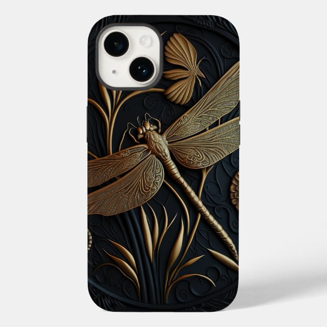 Dragonfly de Ouro Elegante em Filigrana de Bronze (Verso)