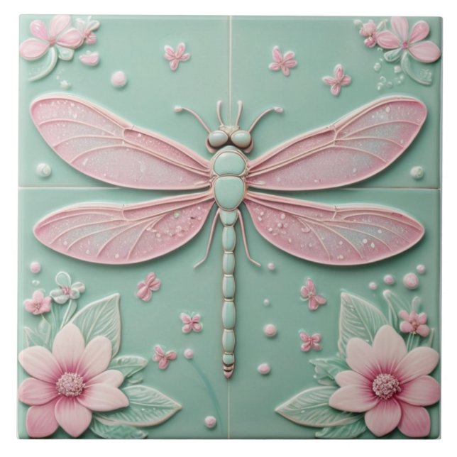 Dragonfly e Flores Meninas e Rosa Girly Floral (Frente)