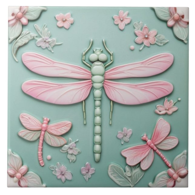 Dragonfly e Flores Meninas e Rosa Girly Floral (Frente)