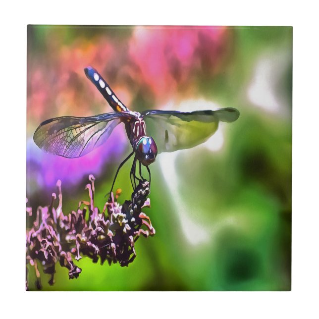 Dragonfly em pintura realística verde e azul (Frente)