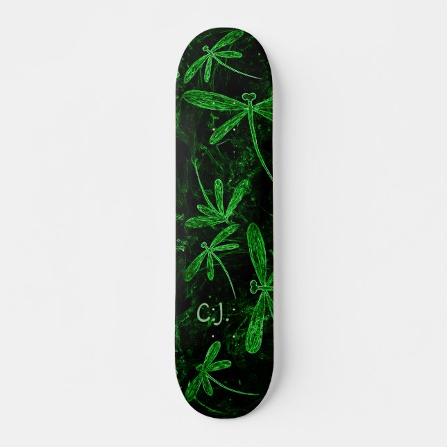 Dragonfly Flit Neon Green Skateboard Deck (Frente)