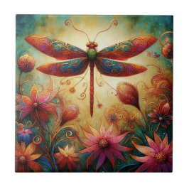 Dragonfly Floral Abstrato-Art Teal Rosa