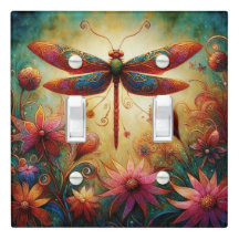 Dragonfly Floral Abstrato-Art Teal Rosa