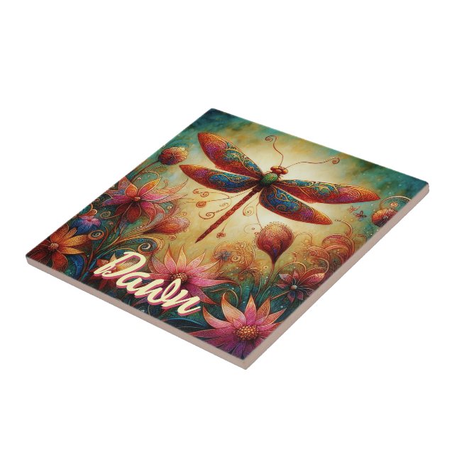 Dragonfly Floral Abstrato personalizada (Lateral)
