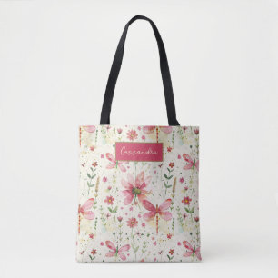 Dragonfly Floral Personalizada Tote Bag