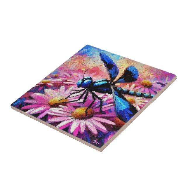 Dragonfly Impressionista Em Disias Rosa Floral (Lateral)
