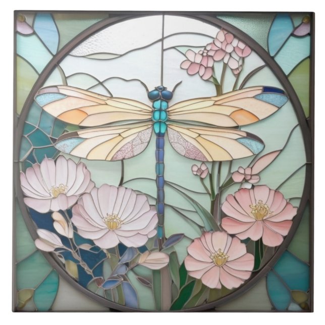 Dragonfly Japonesa Stainha Glass Art Deco Nouveau (Frente)