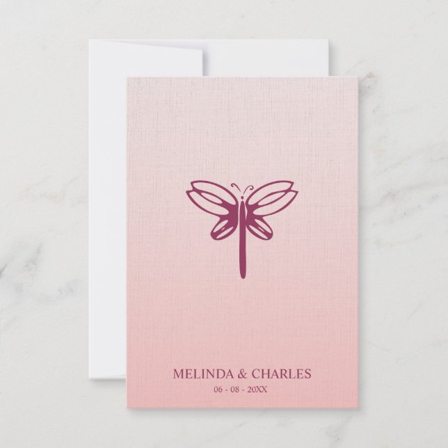 Dragonfly Logo in Burgundy on Gradient for Wedding (Frente)