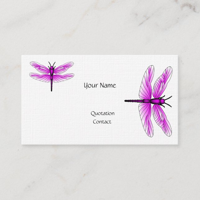 Dragonfly Magenta Cartão de visita Linen Paper (Frente)